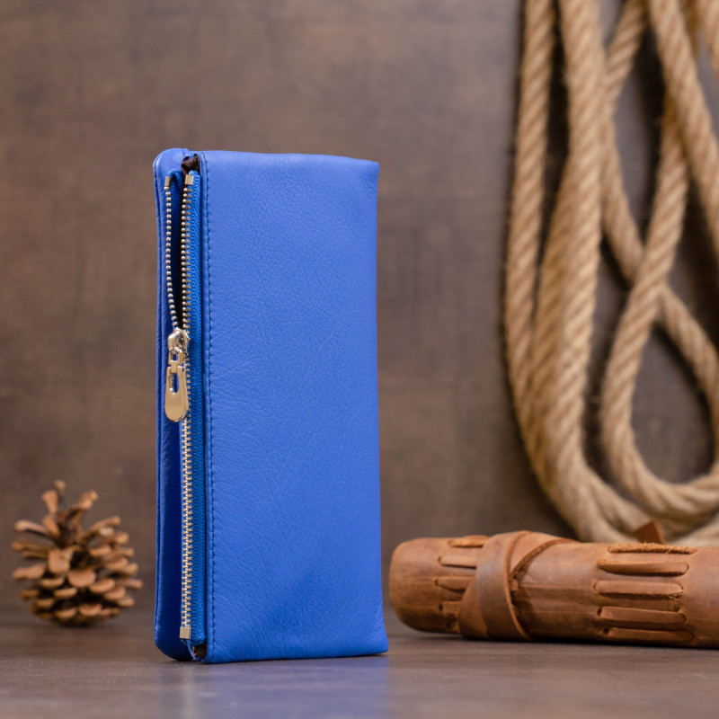 Вертикальный кошелек на кнопке унисекс ST Leather Синий