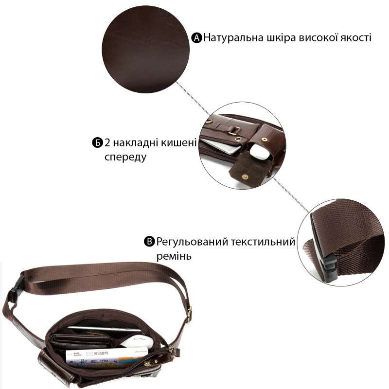 Поясна cумка чоловіча Vintage Коричнева