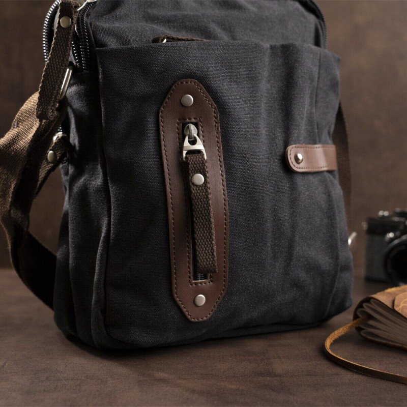 Сумка вертикальна текстильна Vintage Чорна