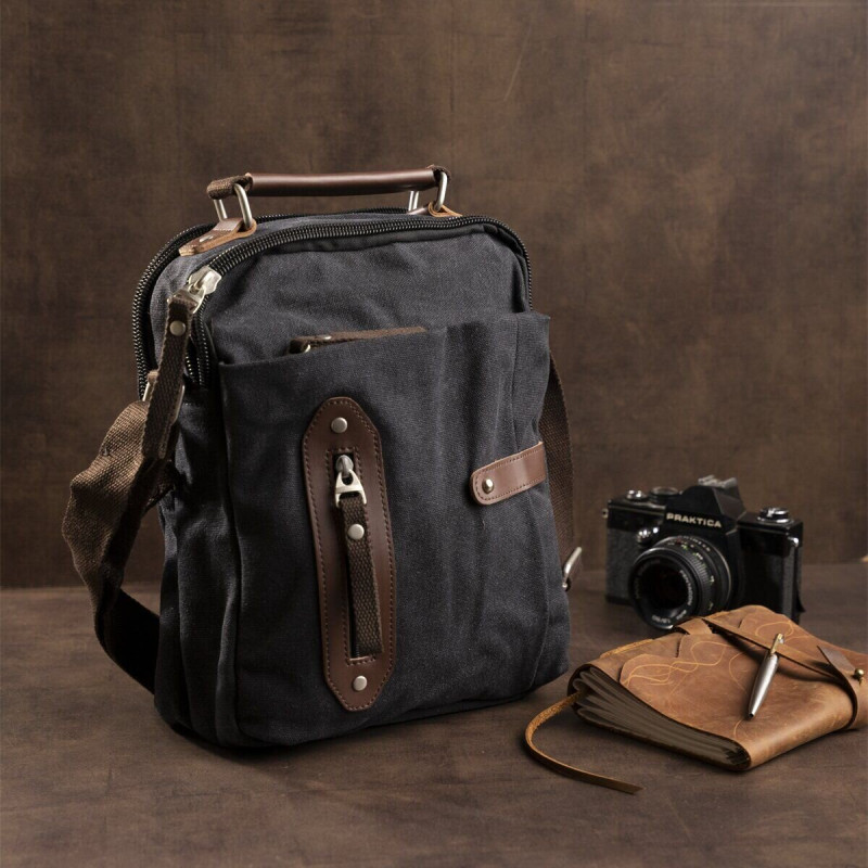 Сумка вертикальна текстильна Vintage Чорна