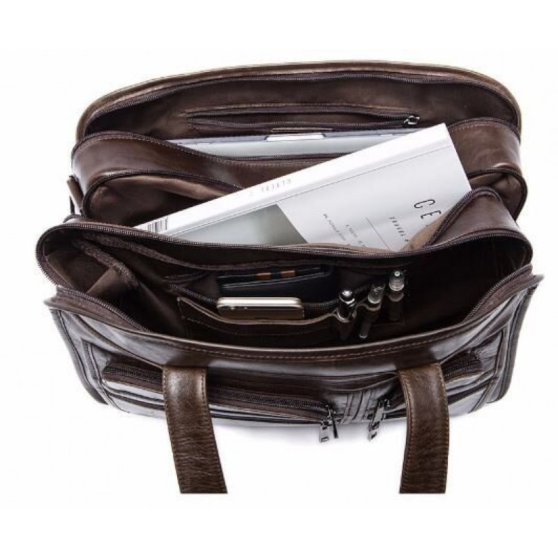 Сумка для ноутбуку з натуральної шкіри Vintage Коричнева
