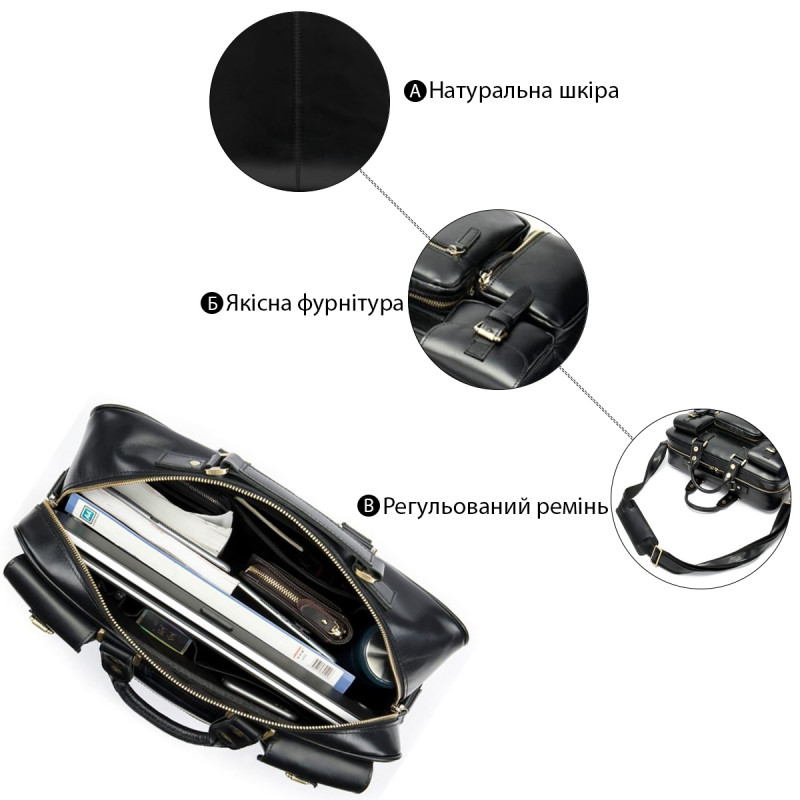 Сумка чоловіча Vintage Чорна