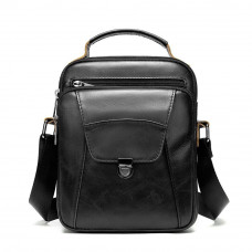 Сумка мужская из плотной кожи Vintage Черная
