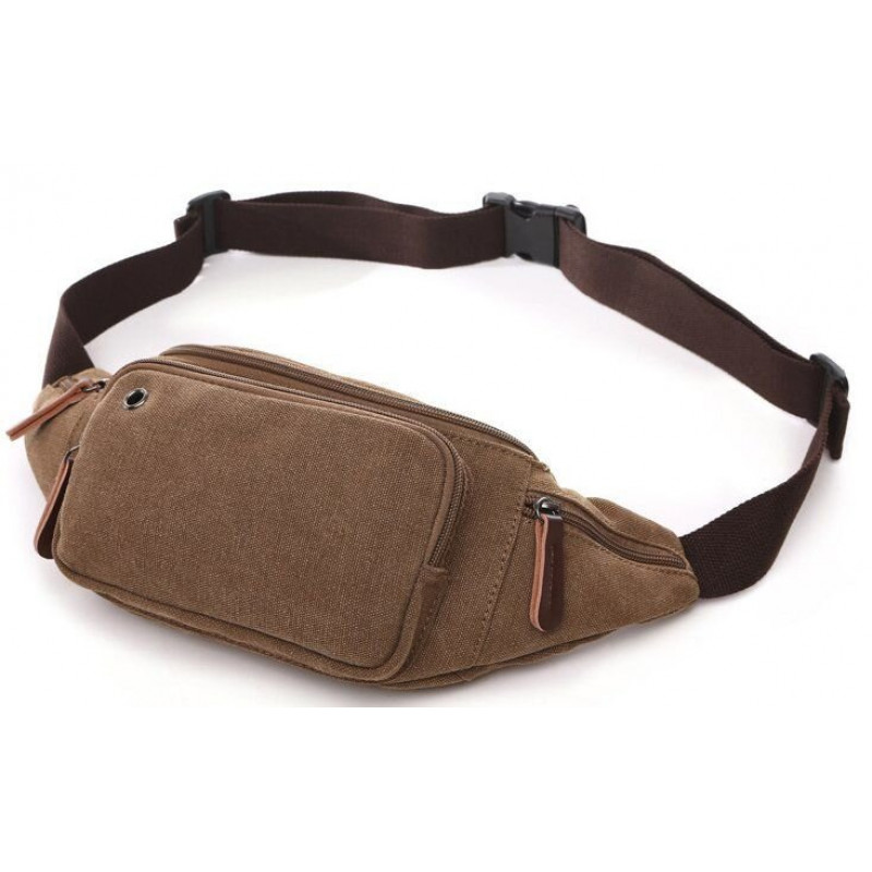 Сумка поясная текстильная Vintage Коричневая