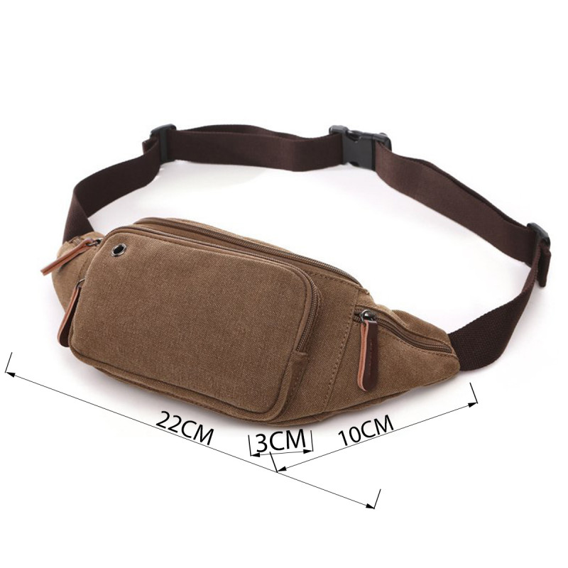Сумка поясная текстильная Vintage Коричневая