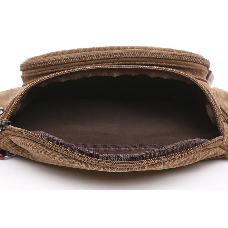 Сумка поясная текстильная Vintage Коричневая