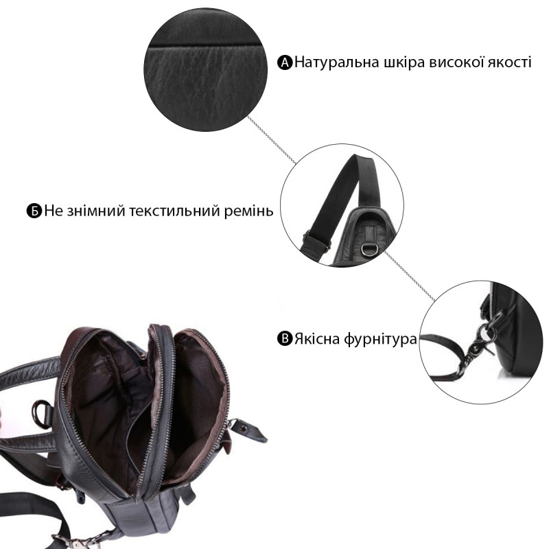 Сумка через плечо мужская Vintage Черная