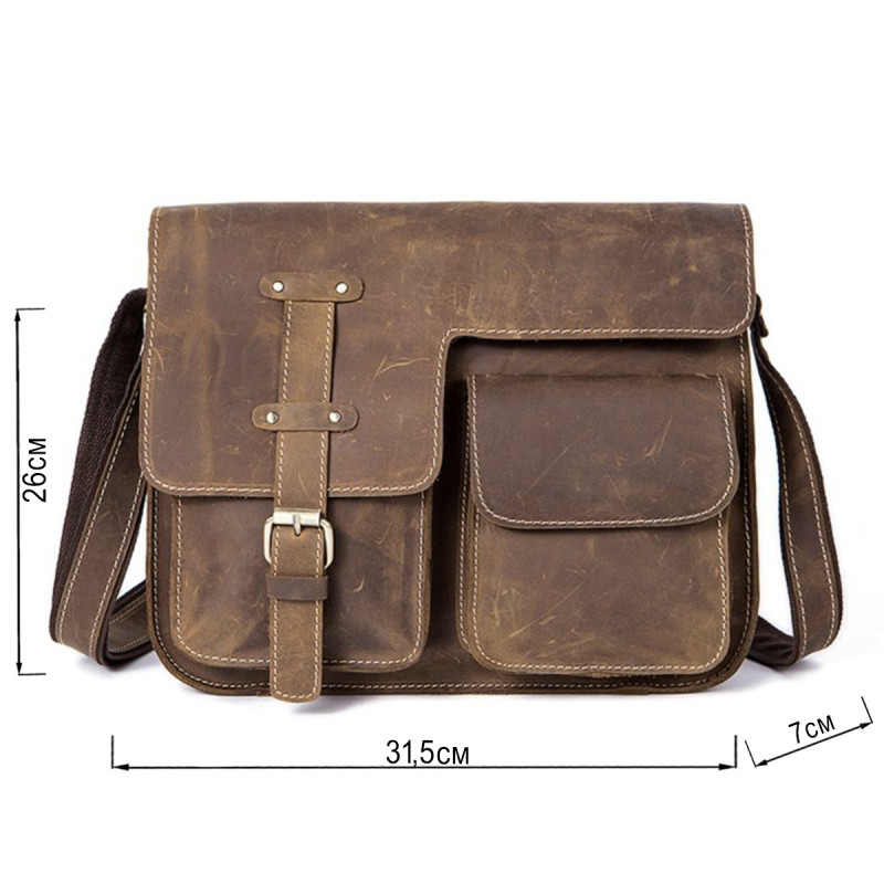 Сумка чоловіча з ефектом старовини Vintage Коричнева