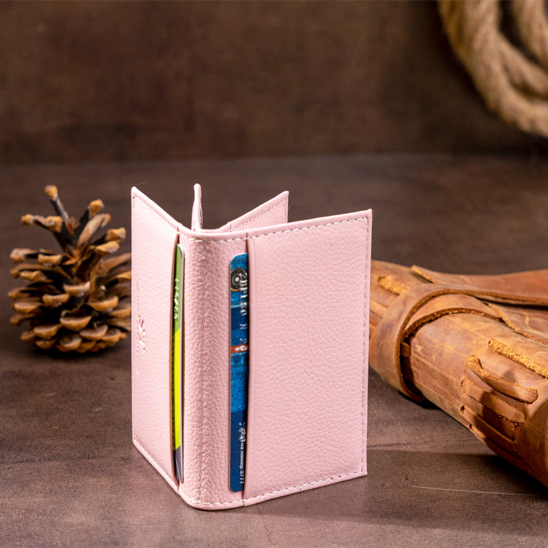 Визитница-книжка ST Leather Розовая