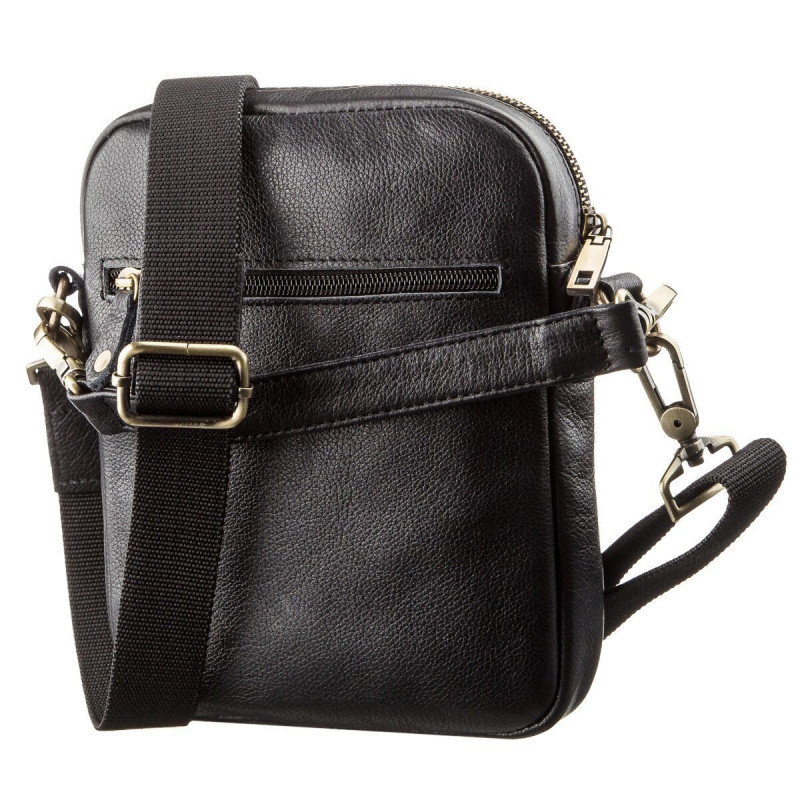 Чоловіча шкіряна сумка з двома знімними ручками SHVIGEL Чорна