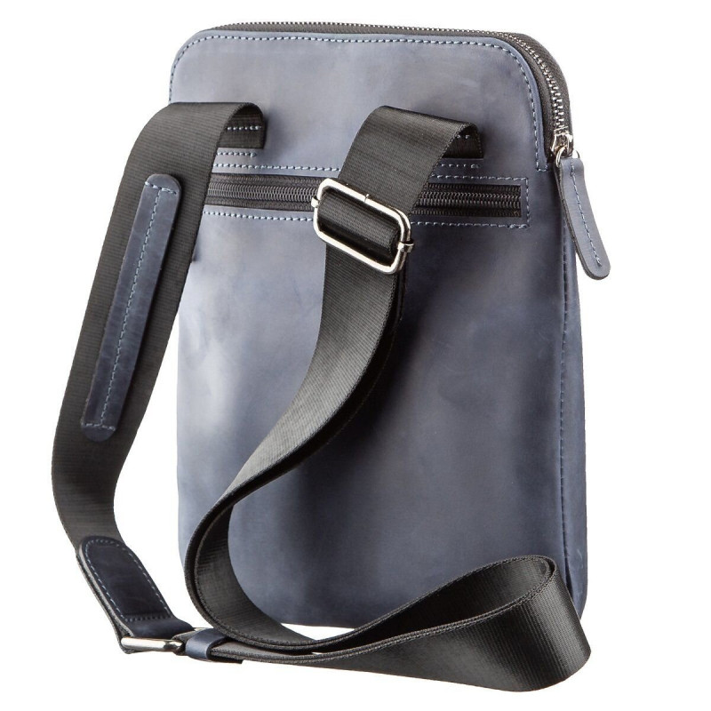 Стильний чоловічий месенджер з вінтажній шкіри Shvigel Синій