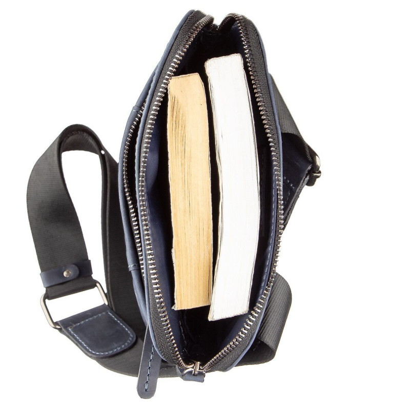 Стильний чоловічий месенджер з вінтажній шкіри Shvigel Синій