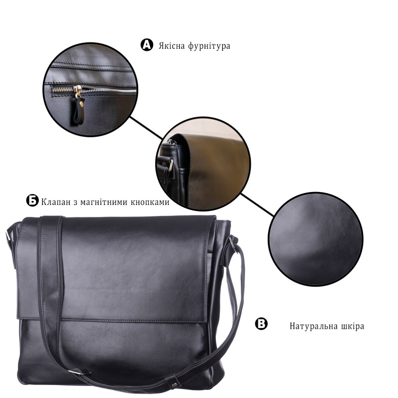 Сумка SHVIGEL кожаная Черная