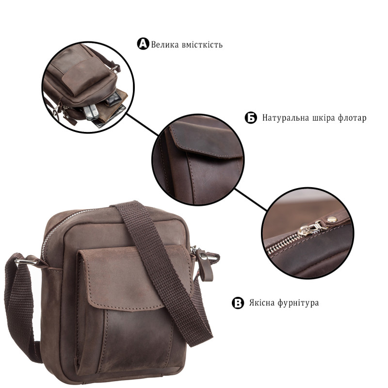 Сумка SHVIGEL з вінтажній шкіри Коричнева