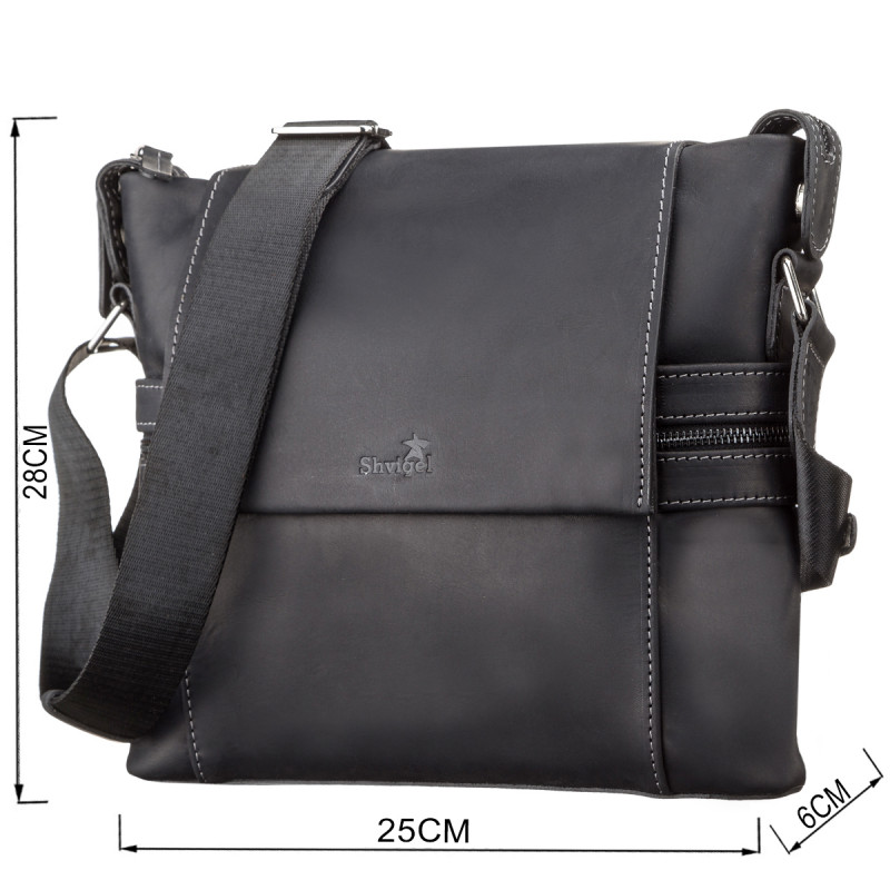 Сумка мужская SHVIGEL кожаная Черная