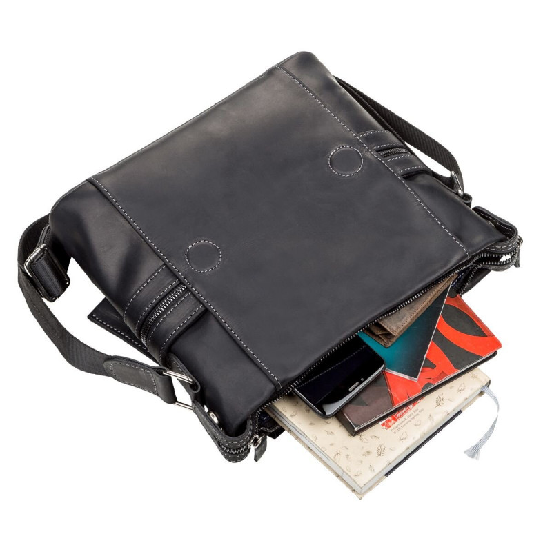 Сумка мужская SHVIGEL кожаная Черная