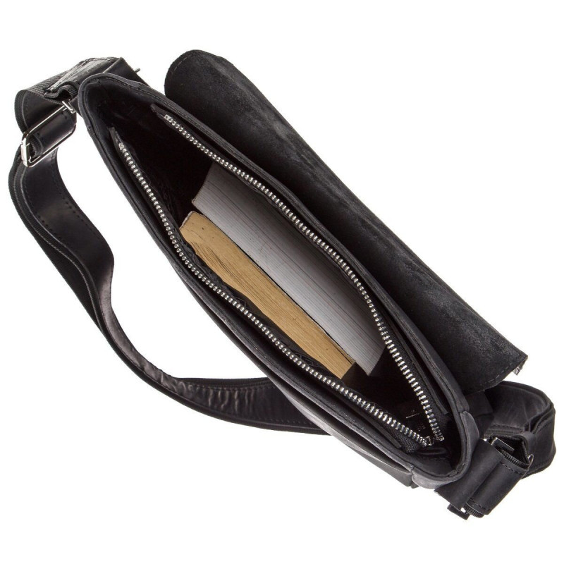 Сумка мужская винтажная средняя SHVIGEL кожаная Черная