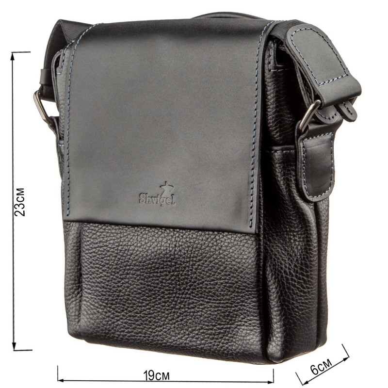 Сумка мужская комбо SHVIGEL кожаная Черная