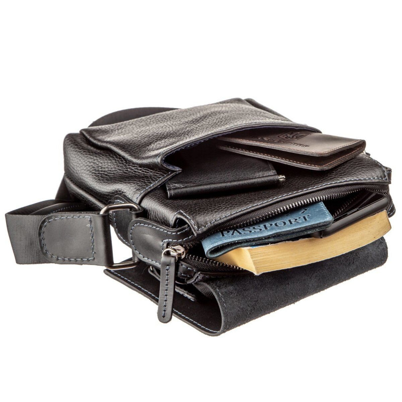 Сумка мужская комбо SHVIGEL кожаная Черная