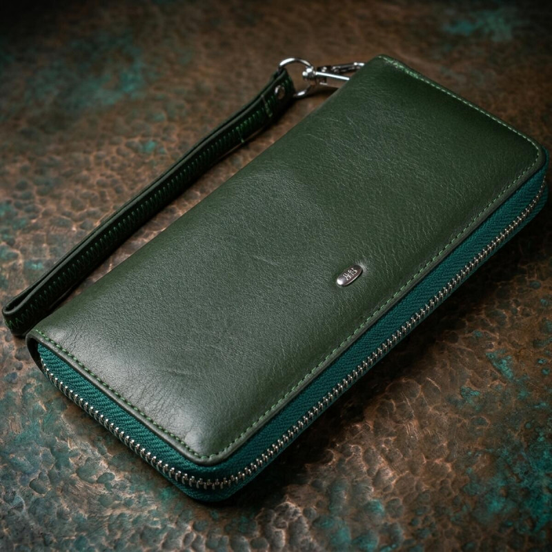 Жіночий клатч-гаманець на блискавки ST Leather Зелений
