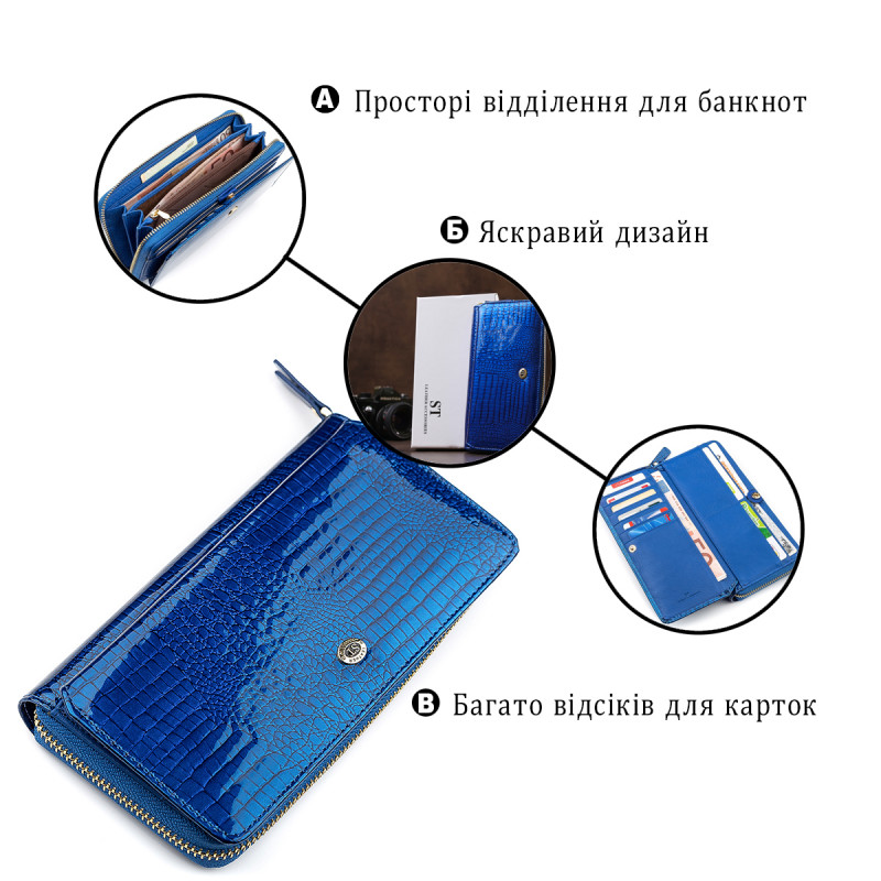 Гаманець жіночий ST Leather (SA) лакований Синій