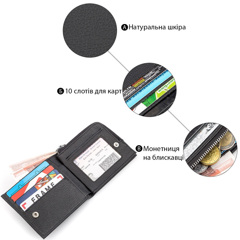 Мужской кошелек ST Leather (ST) натуральная кожа Черный