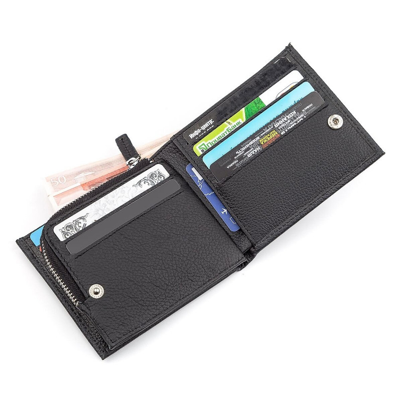 Мужской кошелек ST Leather (ST) натуральная кожа Черный