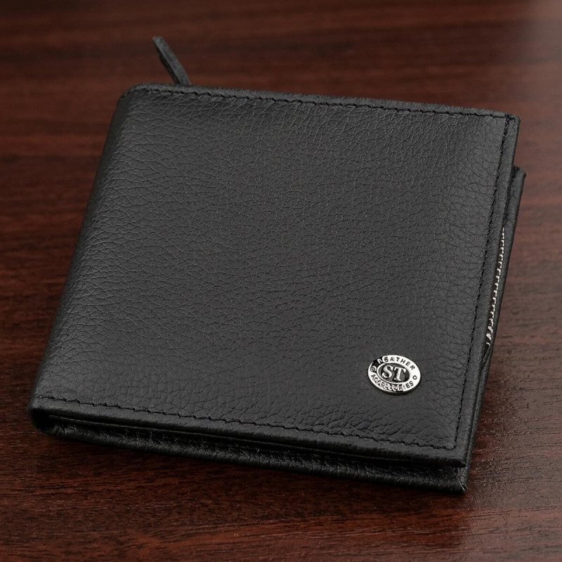 Мужской кошелек ST Leather (ST) натуральная кожа Черный