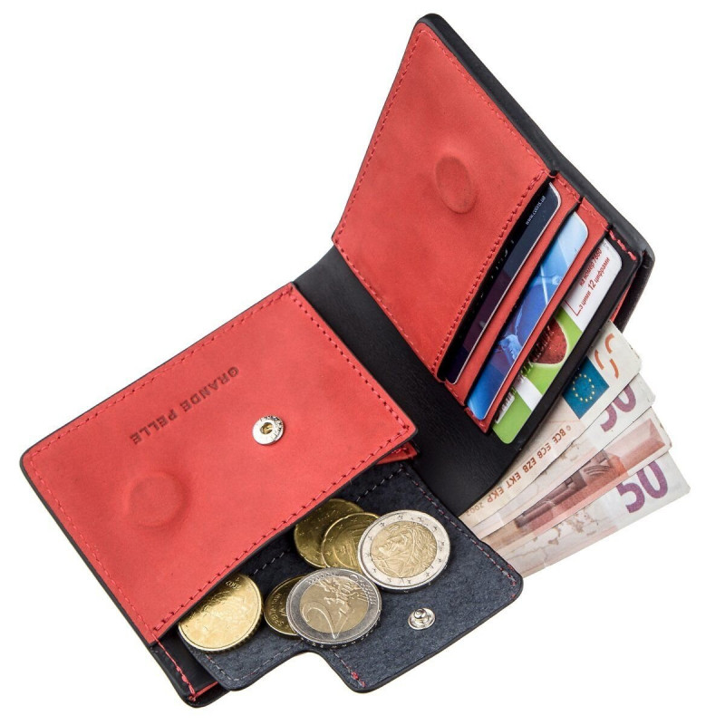 Оригинальное портмоне комби унисекс на магните GRANDE PELLE Черное