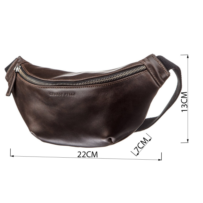 Поясная сумка GRANDE PELLE Темно-коричневая