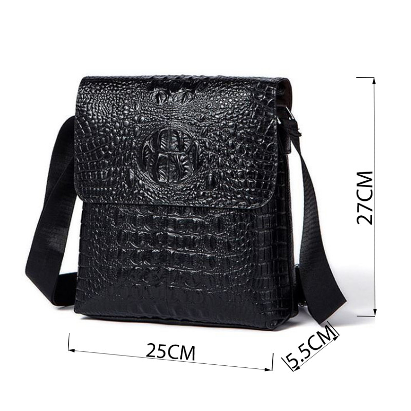 Сумка мужская вертикальная с тиснением под рептилию Vintage Черная