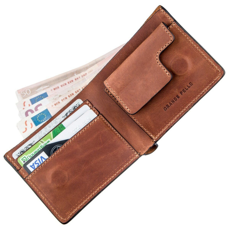 Стильне портмоне унісекс GRANDE PELLE Коричнева