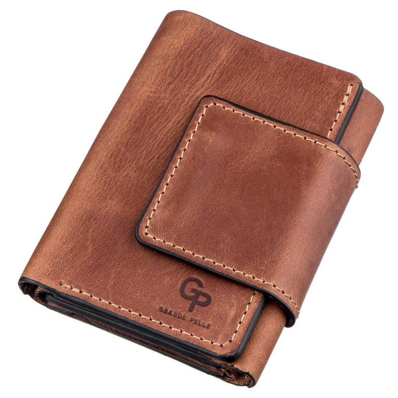 Суворе портмоне унісекс на магніті GRANDE PELLE Коричнева