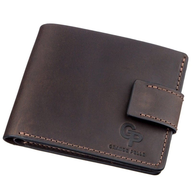 Тонкое кожаное портмоне унисекс GRANDE PELLE Коричневое