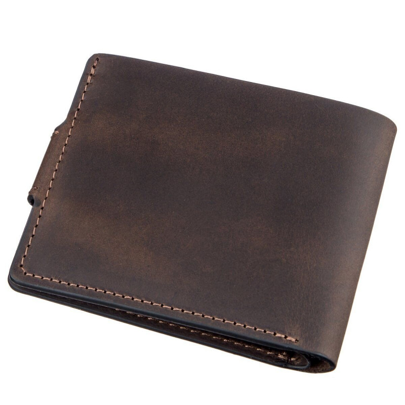 Тонкое кожаное портмоне унисекс GRANDE PELLE Коричневое