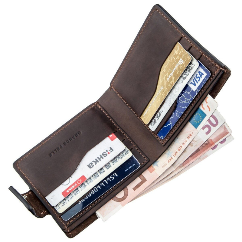 Тонкое кожаное портмоне унисекс GRANDE PELLE Коричневое