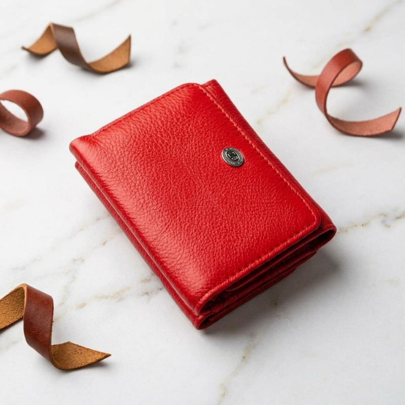 Яскравий компактний жіночий гаманець ST Leather Червоний