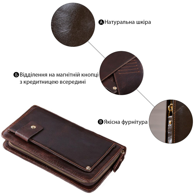 Кожаная мужская барсетка Vintage Коричневая