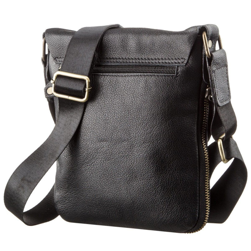 Чоловіча шкіряна сумка месенджер для документів та міста SHVIGEL Чорна