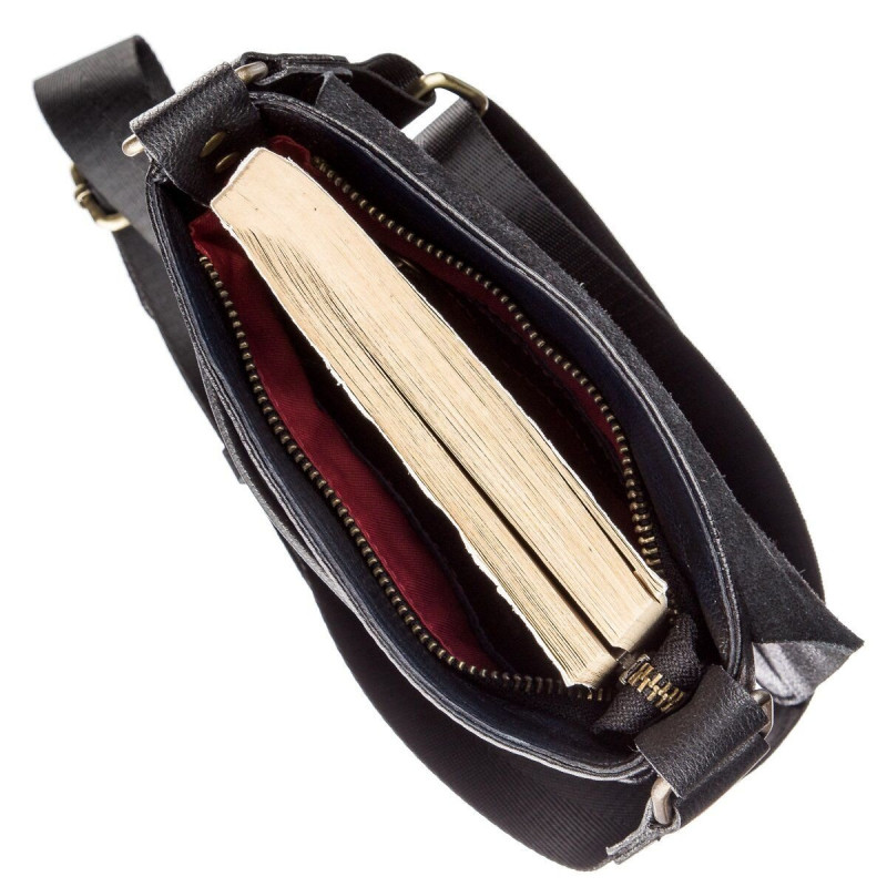 Чоловіча шкіряна сумка месенджер для документів та міста SHVIGEL Чорна