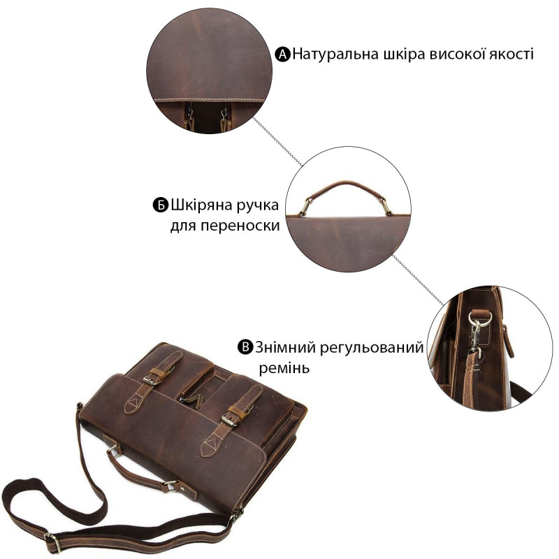 Портфель мужской из кожи Vintage Коричневый