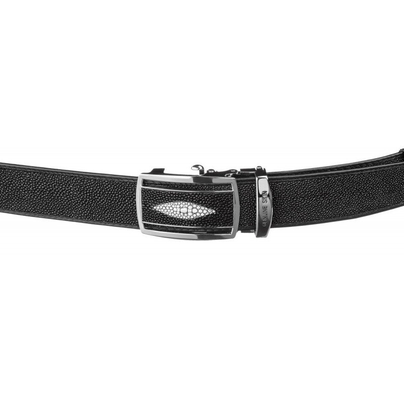 Ремень-автомат STINGRAY LEATHER из натуральной кожи морского ската Черный