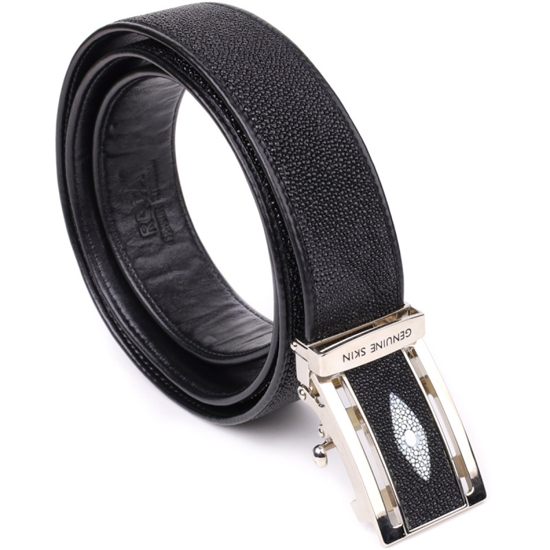 Ремень-автомат STINGRAY LEATHER из натуральной кожи морского ската Черный