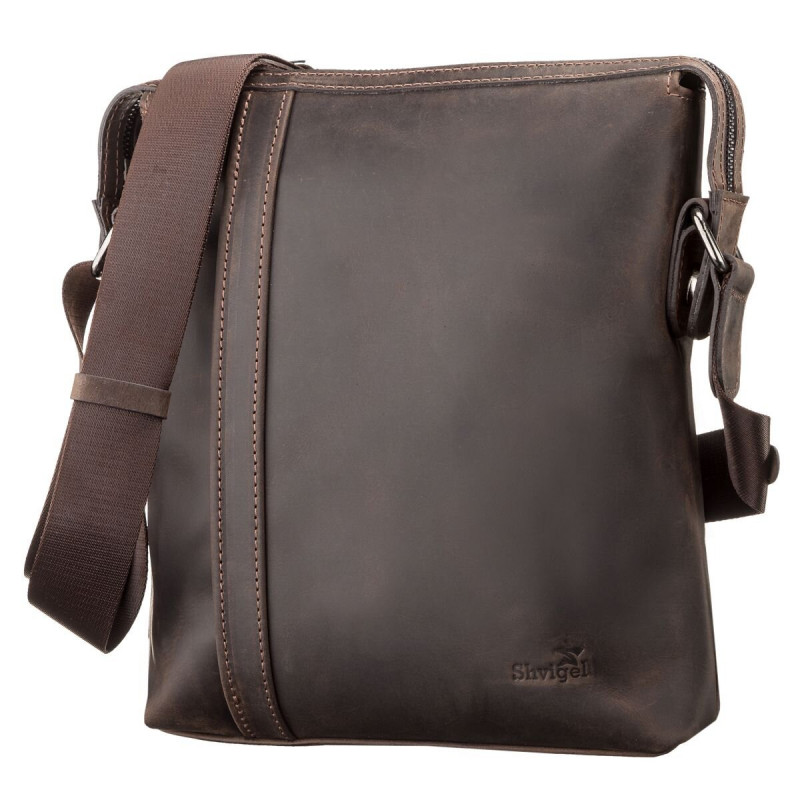 Сумка мужская SHVIGEL кожаная Коричневая