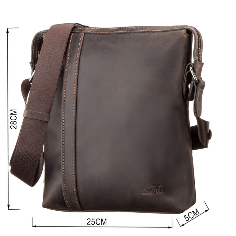Сумка мужская SHVIGEL кожаная Коричневая