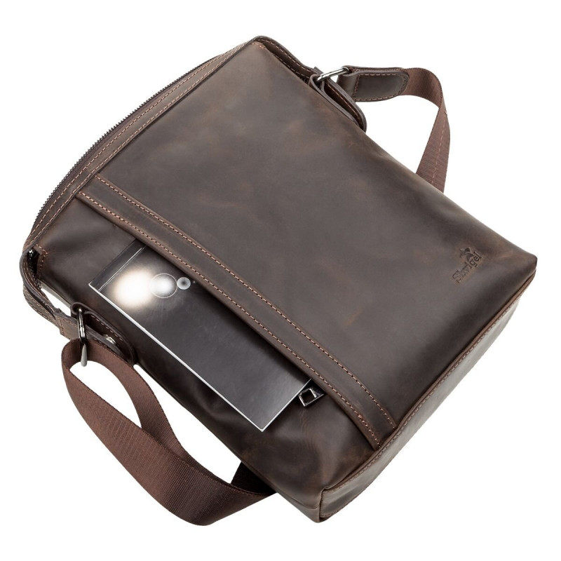 Сумка мужская SHVIGEL кожаная Коричневая