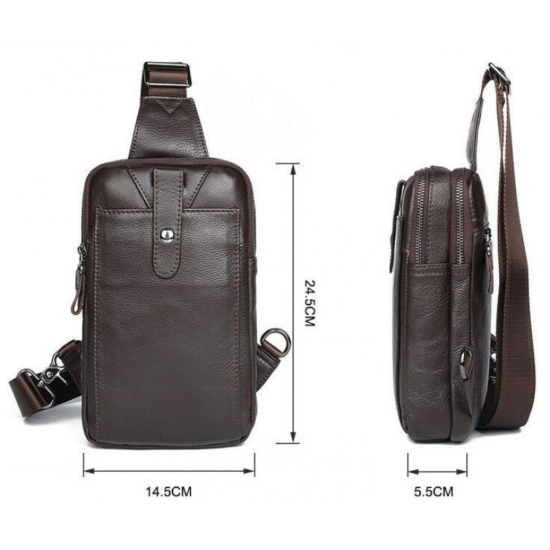 Сумка чоловіча шкіряна через плече Vintage Коричнева