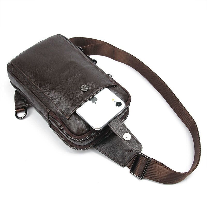 Сумка чоловіча шкіряна через плече Vintage Коричнева