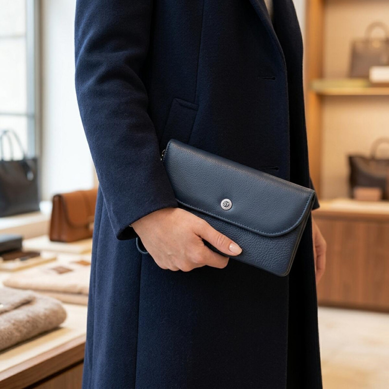 Клатч зі шкіри жіночий ST Leather Темно-синій