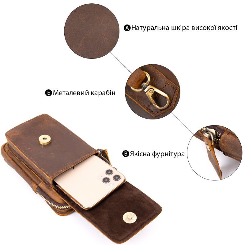 Сумка чоловіча на пояс Vintage Коричнева